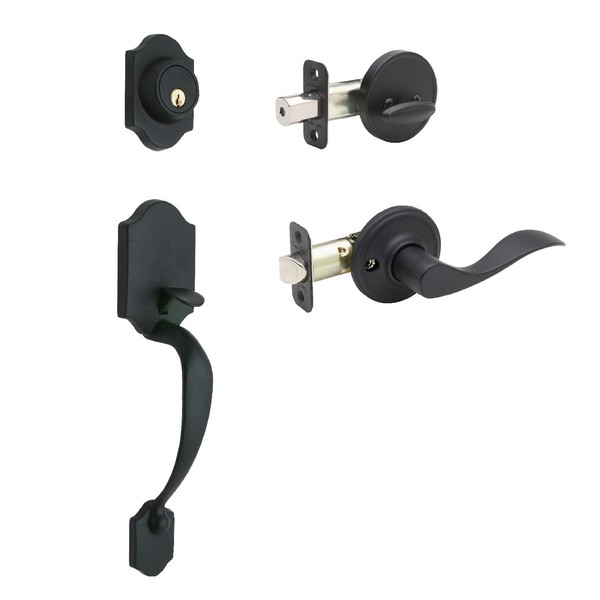 Copper Creek HZ2610XWLL-BC Soft Contemporary Front Door Handle Set, Black