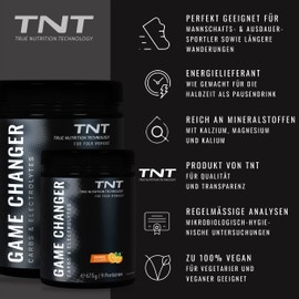 TNT Game Changer (675g) • Electrolyte Drink with Dextrose, Maltodextrin, Calcium, Magnesium & Potassium • Ideal for Long Training • 100% Vegan • Electrolyte Drink with Orange Flavour