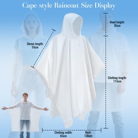 Poncho Waterproof Adult, Portable EVA Raincoat, Rain Ponchos Waterproof with Hoods and Sleeves, Reusable Rain Resistant Poncho for Camping, Emergency Situations, Travel