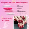 AddFavor 240pcs Red Press on Nails Medium Square Fake Nails,