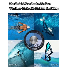 Inscca Kunstleder Halskette 45 cm für Anhänger 3mm Schwarz Kette Herren Kurz Damen Choker mit Edelstahl Verschluss Lederkette Lederband Edelstahlkette Ketten für Herren