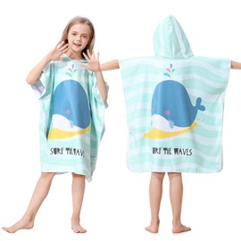 MOKANI Hooded Towels for Kids, Quick Dry Microfibre Bath Swim Beach Towels Changing Robe, Girls Boys Warm Wrap Towelling Poncho for Bathroom Swimming Pool Travel (Kid's Height: 100-140CM)