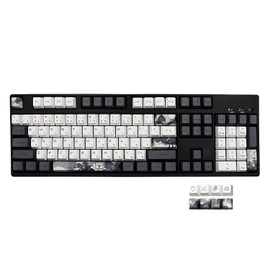 JSJT Ink Lotus Keycaps OEM Profile Japanese Keycaps 140 teclas PBT Dye Sublimation Custom Keycap Adecuado para GK61/64/68/84/87/96/98 Cherry MX Switches ANSI/ISO Layout Teclado mecánico