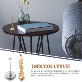 HOMSFOU Simulated Sax Miniature Miniature Saxophone Mini Alto Saxophone Model Tiny Musical Instrument Saxophone with Stand for Dollhouse Mini Saxophone Toy