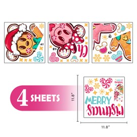 Mfault Merry Christmas Cartoon Mouse Door Stickers Decals, Xmas Gingerbread Man Peppermint Candy Removable Door Decorations, Funny Holiday New Year 2025 Home Decor for Refrigerator Door Wall Window