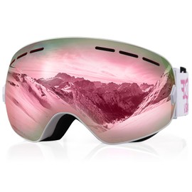 EXP VISION Snowboard Ski Goggles Men Women Youth, Anti Fog OTG Winter Snow Goggles Spherical Detachable Lens