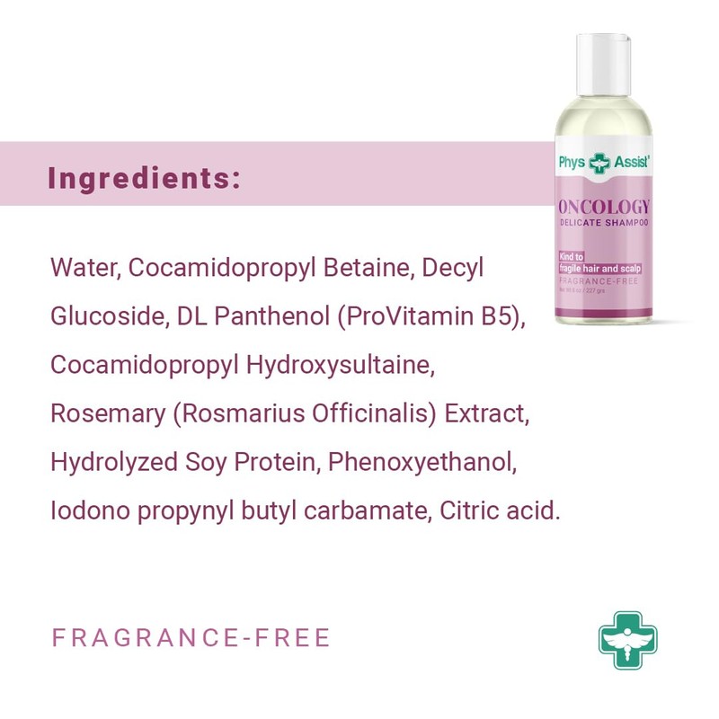 PhysAssist Oncology Delicate Shampoo. Kind to Fragile Hair and Scalp.