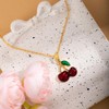 Cykdohy Sweet Cherry Earring Pendant Necklace Cute Set for Women