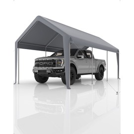 GarveeLife 20'x 13'x 11' Windproof Carport Top Replacement Cover Grey Heavy-Duty Garage Top Tent Shelter Tarp Waterproof & UV Protected (Top Cover ONLY, Frame Not Included)