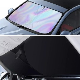 [2024 Upgrade] Car Windshield Laser Sunshade - Protect Car from Sun Rays & Heat Damage Keep Cool and Protect Interior Medium - SIZE: 145*80cm/57.1*31.5in Suitable for SUVs, Quantity: 2 PCS