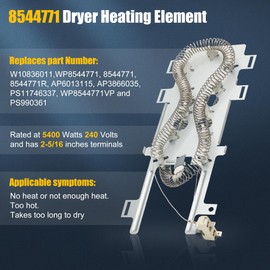 8544771 Dryer Heating Element Upgrade 279816 Thermostat Cut Off 279973 3392519 Dryer Thermal Fuse Compatible with maytag, kenmore,kitchen,whirlpool and More;