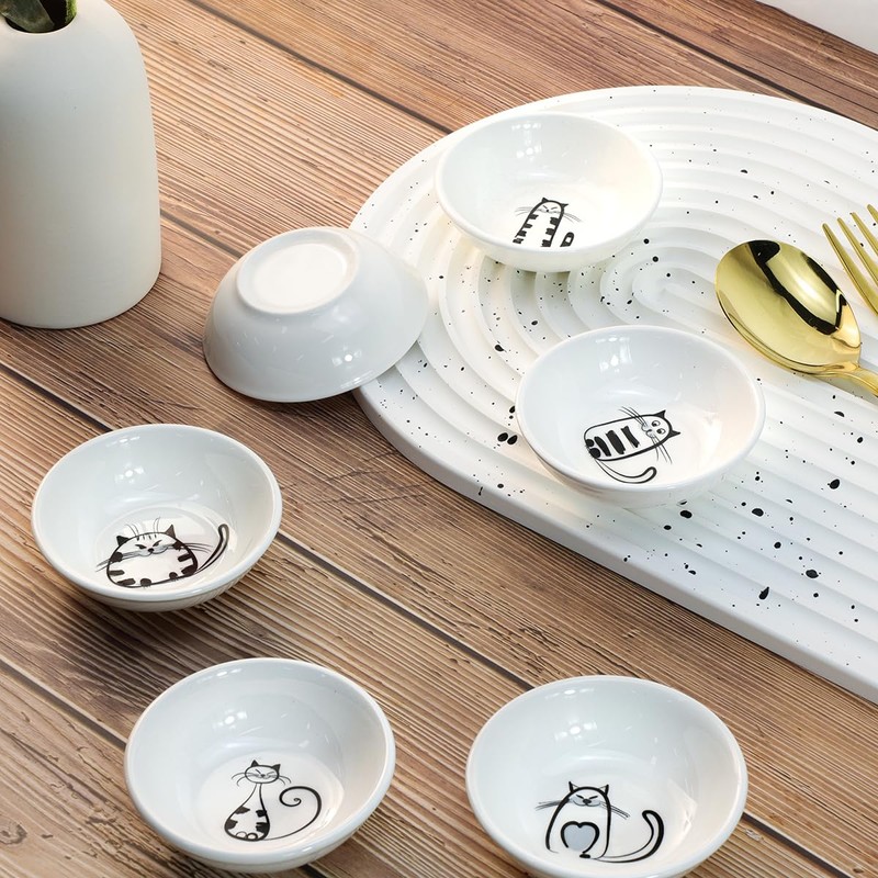 SOCOSY Super Cute Cat Ceramic Sauce Dish/Seasoning Bowl/Sushi Soy Dipping