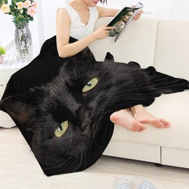 Coloranimal Cute Black Cat Throws Blankets Kids Adults Flannel Plush Soft Cozy Flufy Air-conditioning Qulits Blanket Couch Sofa,Office Blanket All-season XL