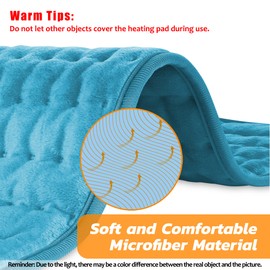 VIBOOS Heating pad, Electric Heat Pad with Automatic Switch-Off and 6 Temperature Levels Heating pad for Back Neck Shoulder Belly Heating Technology - Machine Washable. (Blue., 12'' x 24'')