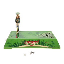 Clockwork Vintage Toy Tinplate Retro Play Golf Indoor Games Wind Up Golf Toy with 5 Steel Balls for Christmas Birthday Gift