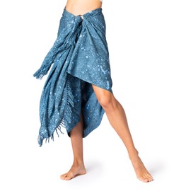 PANASIAM Starlit Batik Sarong for Men and Women, 100% Handmade, Each Scarf is Unique, Wrap Skirt, Beach Towel, B904 Lunar Landscape