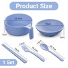 AstraGlam Blue Bowl with Matching Cutlery Set, 300 ml Capacity,