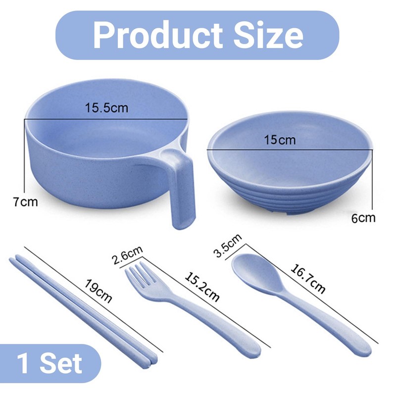 AstraGlam Blue Bowl with Matching Cutlery Set, 300 ml Capacity,