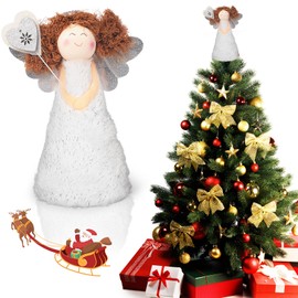 Angel Christmas Tree Decorations Topper,Angel Christmas Tree Topper Decorations,Xmas Decorations for Tree,Christmas Fairy Decorations,Christmas Tree Ornaments,Christmas Tree Decorations Topper(White)