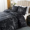 Caressma Black Marble Comforter Set Queen, 3 Pieces Modern Pattern