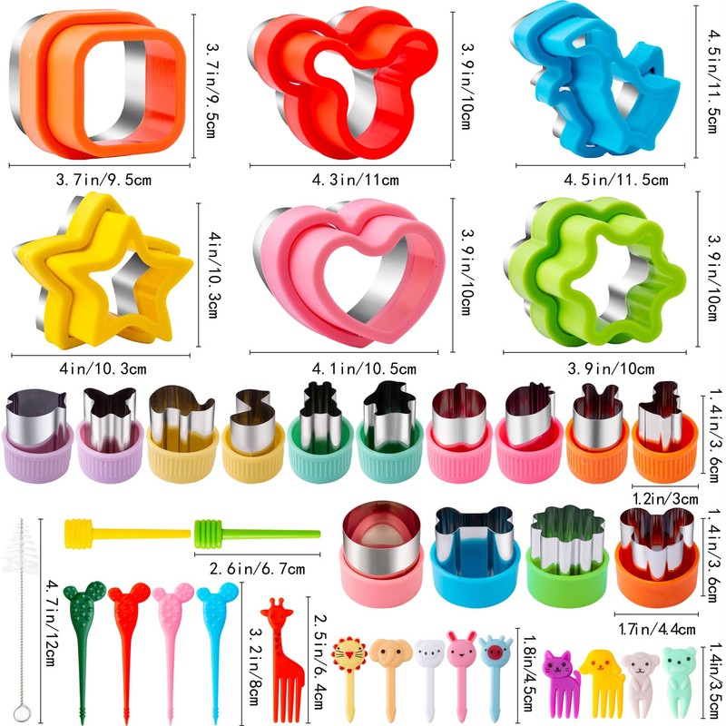 Nifogo Cookie Cutters Children's Bread and Vegetables 48 Pieces, Mickey