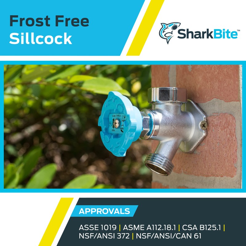 SharkBite 4 Inch Frost Free Sillcock, 1/2 x 3/4 Inch