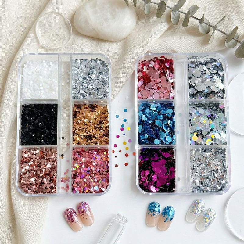 CHENLONB Nail Hologram Nail Sequins 2 Case, Ultra Thin, Sparkly