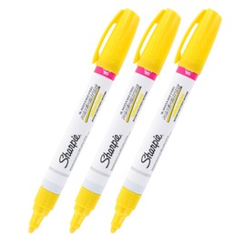 Sharpie Oil-Based Paint Marker, Medium Point, Yellow Ink, Pack of 3