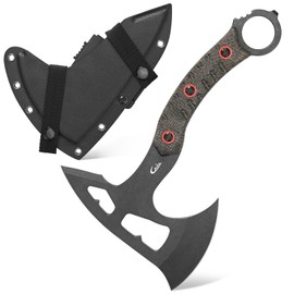 Ccanku C1392 Camping Axes,DC53 Steel Blade with Micarta Handle Chopping Axe Bushcraft Camping Axes Survival Hatchet with Kydex Sheaths for Hiking Hunting Camping Splitting Chopping Wood(Black)
