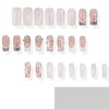 24Pcs French Tip Press on Nails Medium Flower Fake Nails