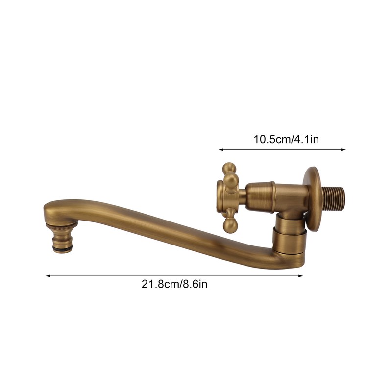 Antique Garden Faucet with Extended Spout Antifreezing Copper Wall Mount
