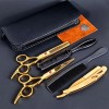 Tijeras Doradas De Barberia Y Kit 8 Pzas Cortar Cabello