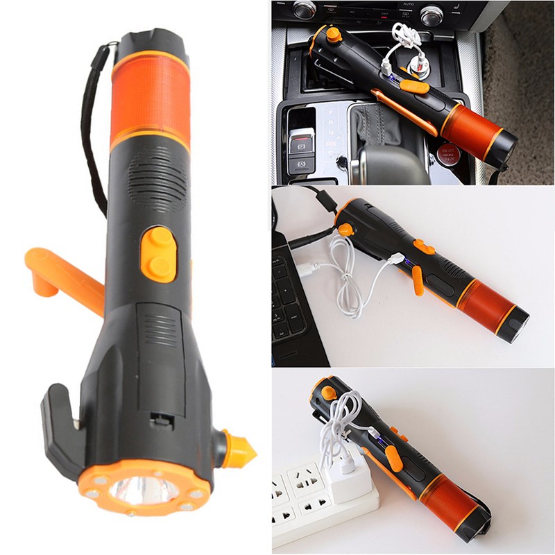 Hand Crank Flashlight Rechargeable LED Flashlights with SOS Alarm Emergency