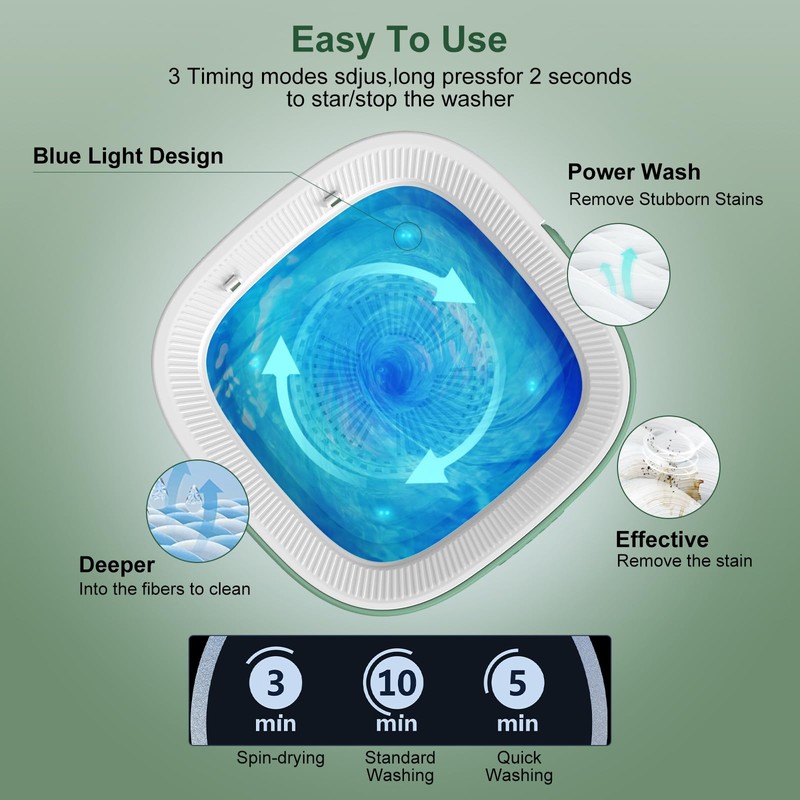 Portable Washing Machine, 12L Upgraded Mini Washing Machine With Spin
