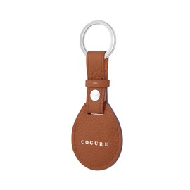 COGURE COPAT-K Charm Keychain, AirTag Case, Genuine Leather, Air Tag Protection, Anti-Loss, Gift Box Included, Caramel + Orange