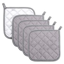 Pot Holders Cotton Made Machine Washable Heat Resistant Potholder, Pot Holder, Hot Pads, Trivet for Cooking and Baking (5, Grey)