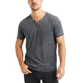 Lucky Brand Men's Venice Burnout Notch Neck Tee Shirt, Jet Black, X-Large