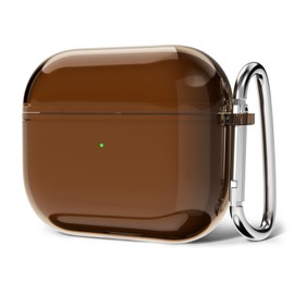 Svanove for Airpods 4 Case Clear Hard Shell Plastic, Transparent TPU Girly Cute Airpods 4th Generation Case with Keychain, Girly Y2k Aesthetic Trendy Retro Amber Airpods Cover for Women Men, Brown