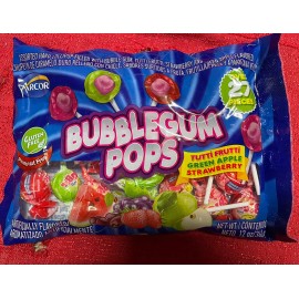 ARCOR - Bubble Gum Pops Lollipops- GLUTEN FREE/PEANUT FREE 27 Pieces 12 Oz Bag