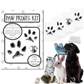 BabyRice Paw Print Kit for Dogs and Cats - Safe Inkless Ink Free Wipe and Card - Create Lasting Memories with Your Furry Friend - Perfect Pet Pawprint Maker for Animal Lovers (1 Wipe, 4 x A6 Cards)