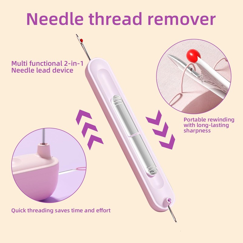 2pcs 2 in 1 Needle Threader Seam Ripper, Plug-in Needle