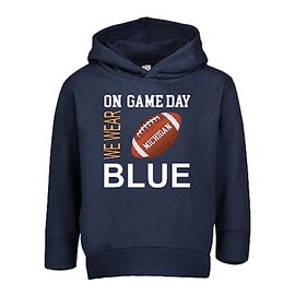 Future Tailgater Football On Game Day Toddler Pullover Fleece Hoodie with Side Pockets for Michigan Fans Blue
