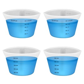 4pcs Laundry Measuring Cup, 125ml Silicone Liquid Measuring Cups Reusable Washable Laundry Detergent Measuring Cup, No More Mess or Leaks for Bathroom Dormitory