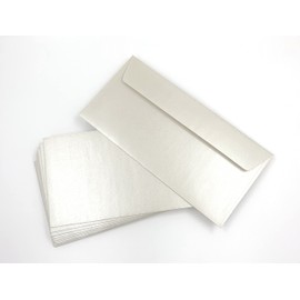 25 Pearlescent Envelopes, White Pearl, Pearls, Pearl Effect, 220 x 110 mm, Peel and Seal, Premium: 100 g/m²