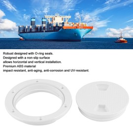 4in Circular Inspection Hatch Marine Access Port Cover, Double Waterproof Boat ABS Round Non Slip Deck Plate with Screws with Bottom Seal Rubber O Rings and Sponge