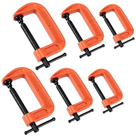 DAANYAP 6 Piece Orange C-Clamp, Heavy Duty C-Clamp Set with 3 Inch, 4 Inch, 6 Inch Jaw Opening, Industrial Strength Malleable Iron C Clamp for Woodworking, Welding, and Building, Set of 3