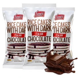 LIEBERS Dark Chocolate Rice Cakes, Kosher Certified Dairy Free, Gluten Free Snack (Dark Italian Chocolate) Pack Of 3