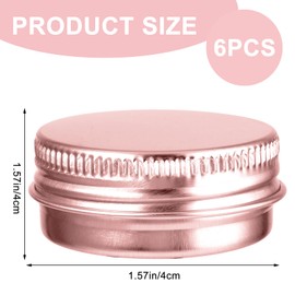 WLLHYF 6 Pack 0.5 oz Metal Round Aluminum Tin Jar Containers with Screw Lid Leak Mini Proof Refillable Bottle Salve Tins Lip Balm Lotion Spice Cream Box for Cosmetic (Rosegold)