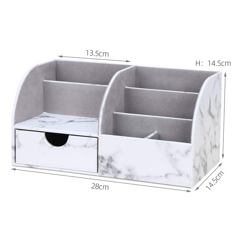 KINGFOM Pu Leather Desk Organizer Pen Pencil Holder Office Supplies