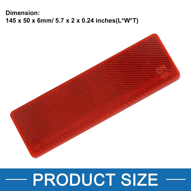 A ABSOPRO Car Reflector Sticker Rectangle Reflective Warning Decal Red